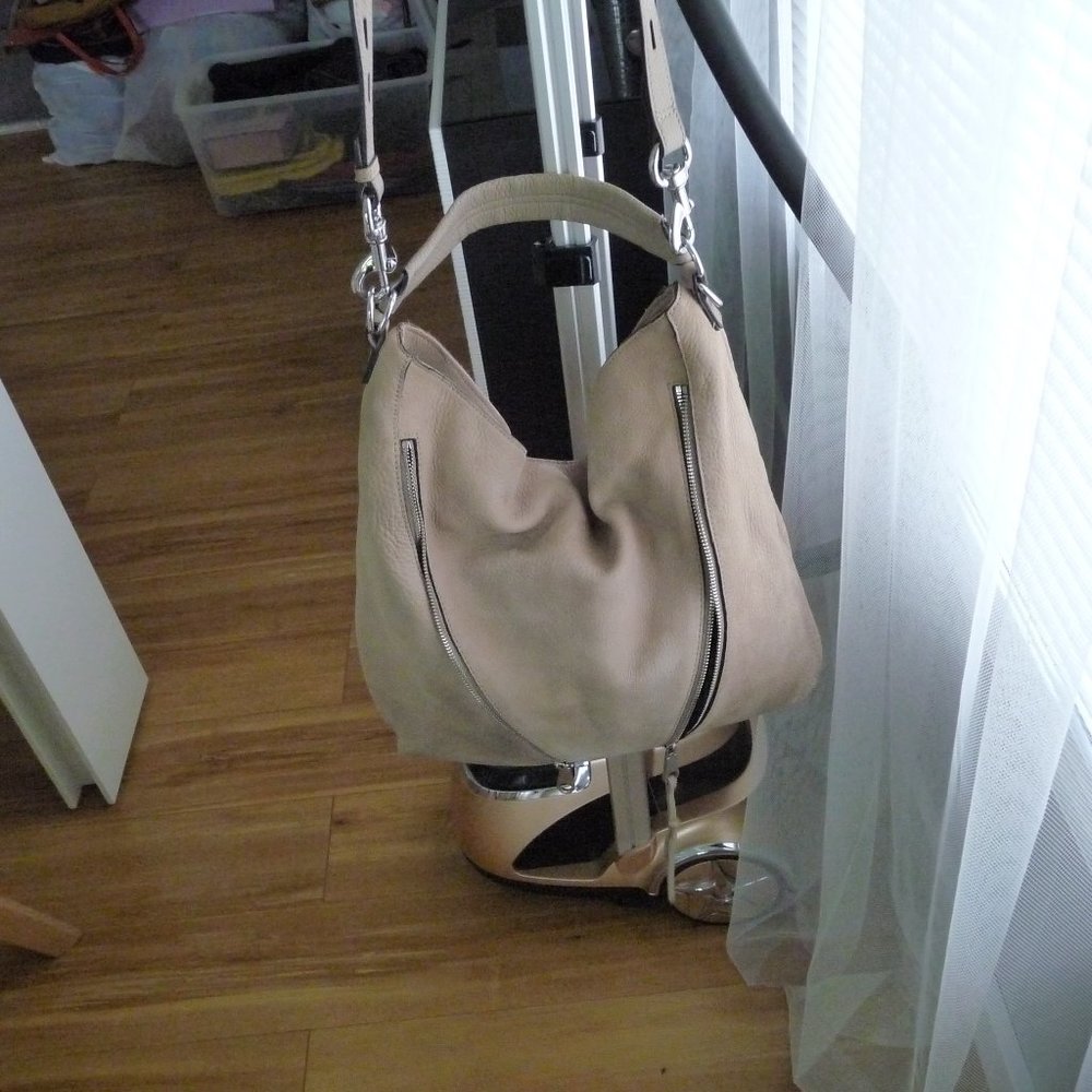 REBECCA MINKOFF BEIGE GENUINE LEATHER MEDIUM  HOBBO/SHOULDER BAG